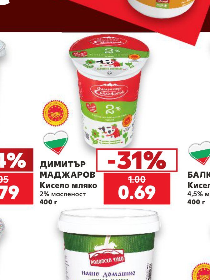 ДИМИТЪР МАДЖАРОВ Кисело мляко 2% масленост 400 г – Кауфланд