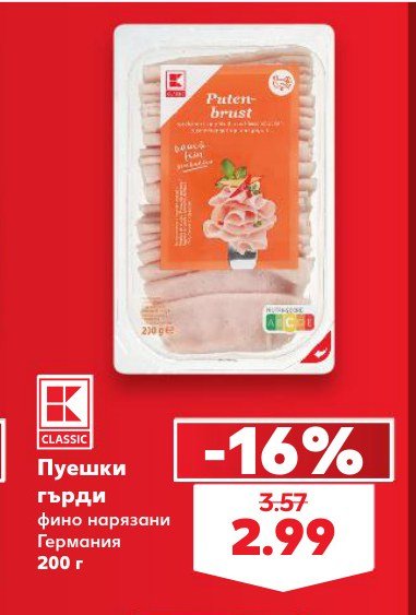 Пуешки гърди фино нарязани 200 г - Кауфланд