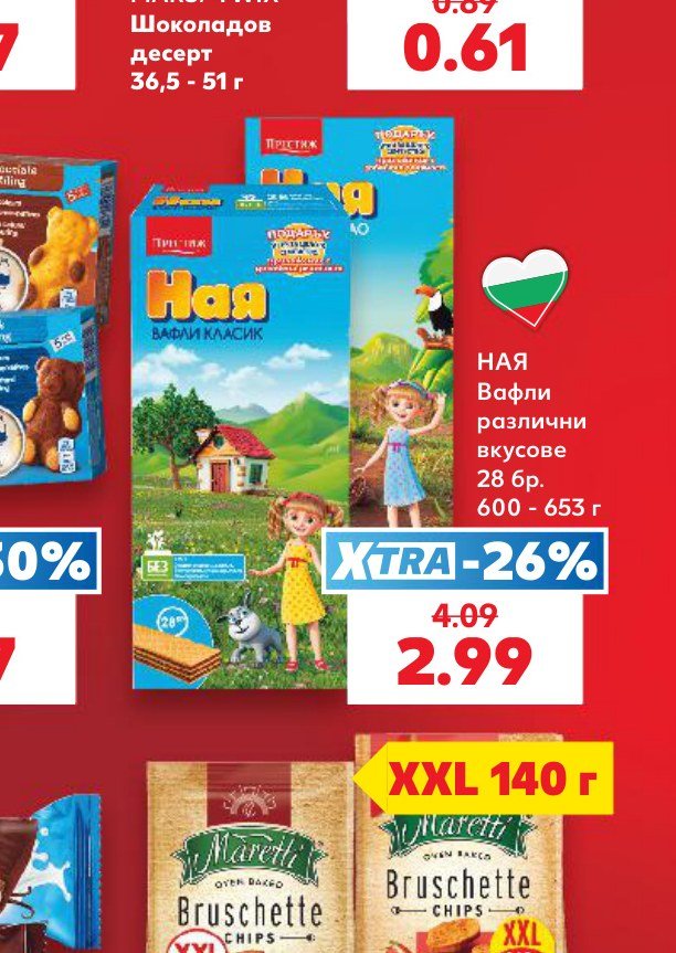 НАЯ Вафли различни вкусове 28 бр – Кауфланд