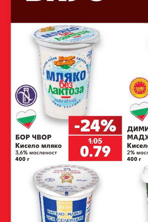 БОР ЧВОР Кисело мляко 3,6% масленост 400 г – Кауфланд