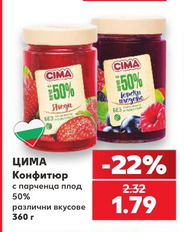 Конфитюр с парченца плод 50% различни вкусове 360 г - Кауфланд