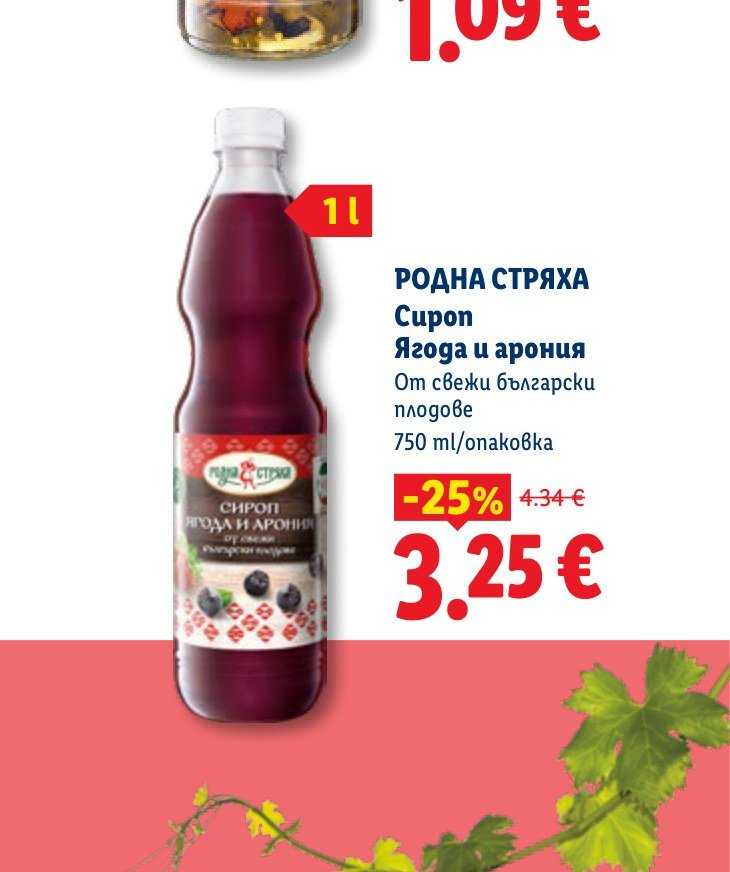 РОДНА СТРЯХА Сироп Ягода и арония 750 ml – Лидл