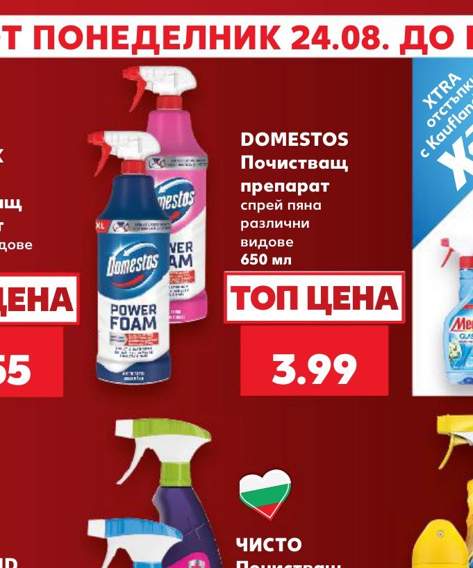 DOMESTOS Почистващ препарат спрей пяна различни видове 650 мл – Кауфланд
