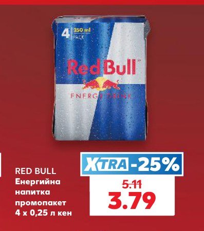 RED BULL 4 x 0,25 л кен - Кауфланд