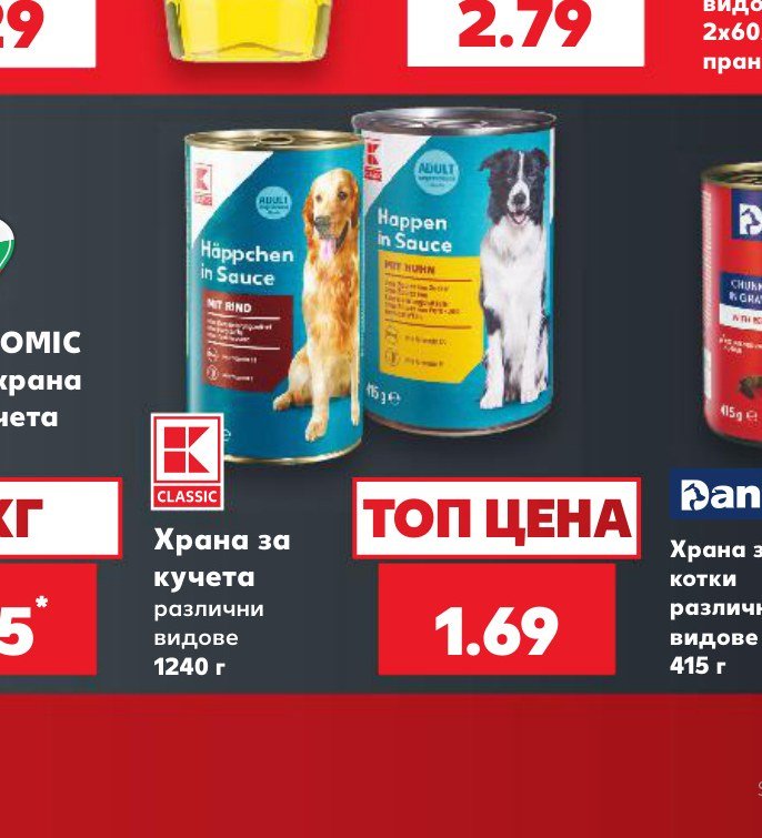 Храна за кучета различни видове 1240 г - Кауфланд