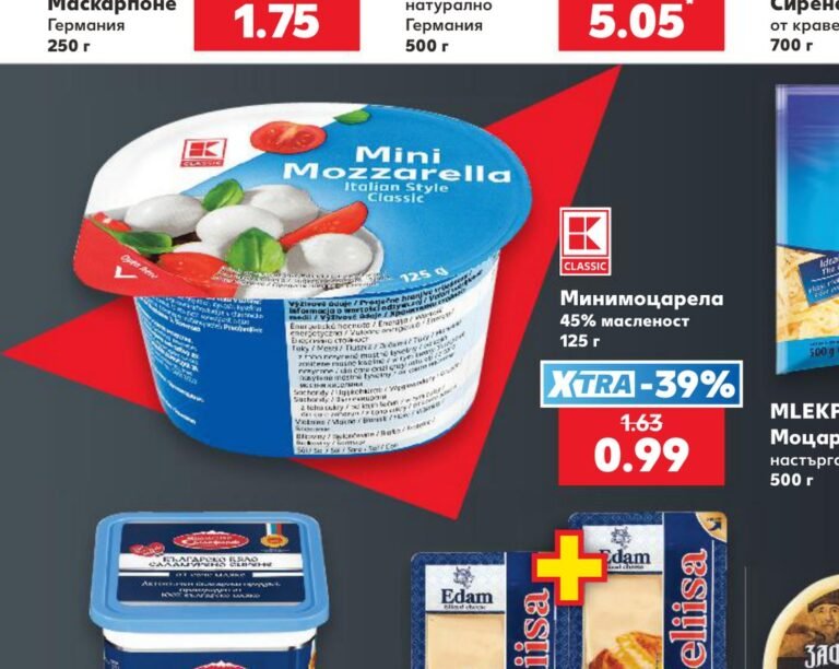 Минимоцарела 45% масленост 125 г - Кауфланд
