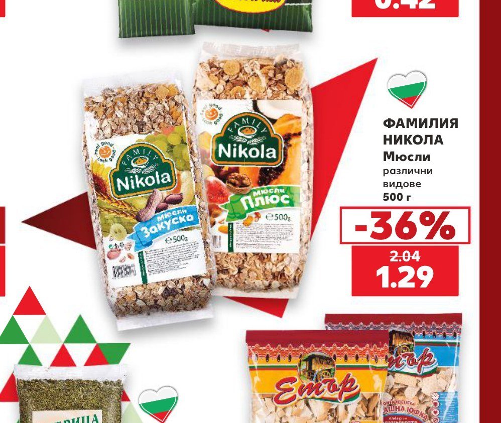 ФАМИЛИЯ НИКОЛА Мюсли различни видове 500 г - Кауфланд