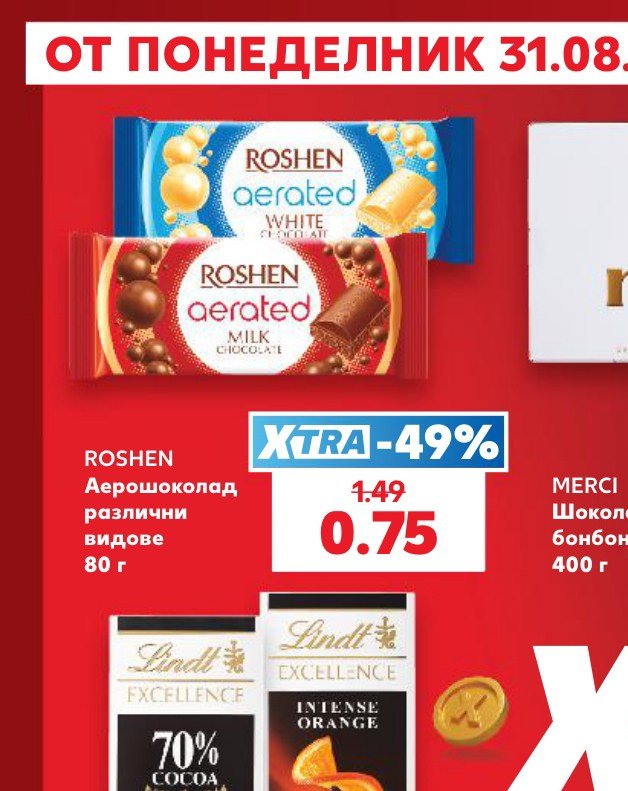 Аерошоколад различни видове 80 г - Кауфланд