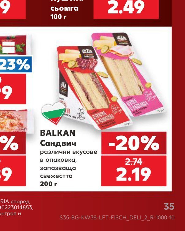 BALKAN Сандвич различни вкусове в опаковка, запазваща свежестта 200 г - Кауфланд