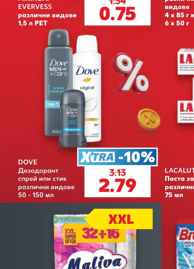 DOVE Дезодорант спрей или стик различни видове 50 - 150 мл - Кауфланд