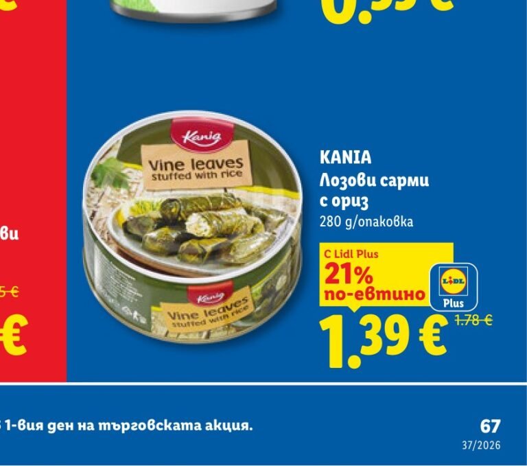 KANIA Лозови сарми с ориз 280 g - Лидл