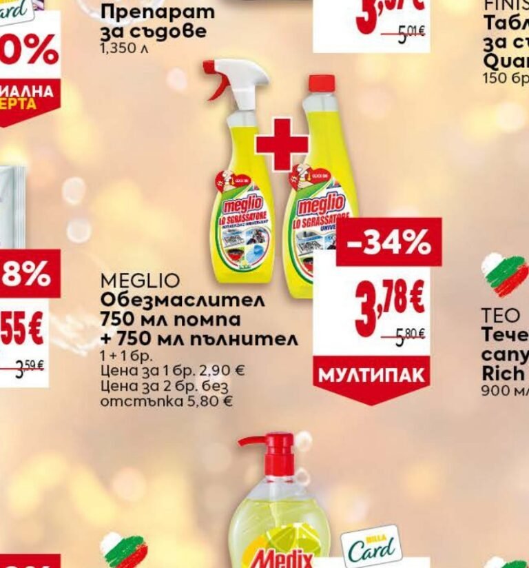 MEGLIO Обезмаслител 750 мл помпа + 750 мл пълнител - Била