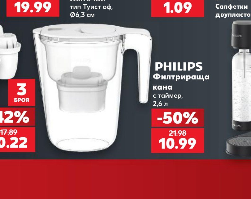 PHILIPS Филтрираща кана с таймер, 2,6 л – Кауфланд