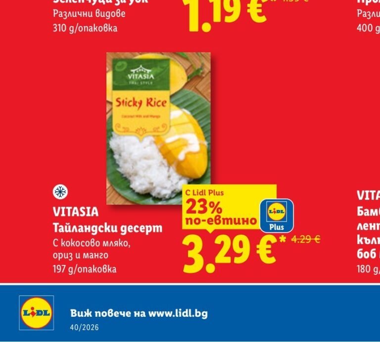 VITASIA Тайландски десерт с кокосово мляко, ориз и манго 197 g - Лидл