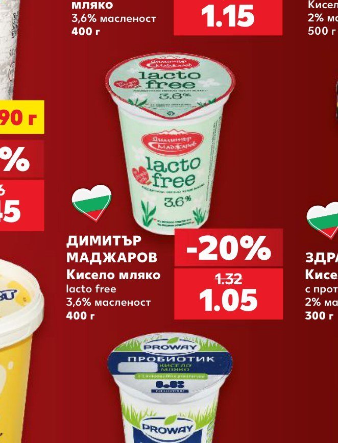 Димитър Маджаров Кисело мляко lacto free 3,6% масленост 400 г - Кауфланд