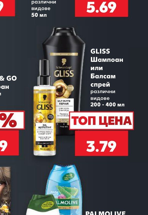 GLISS Шампоан или Балсам спрей различни видове 200 - 400 мл - Кауфланд