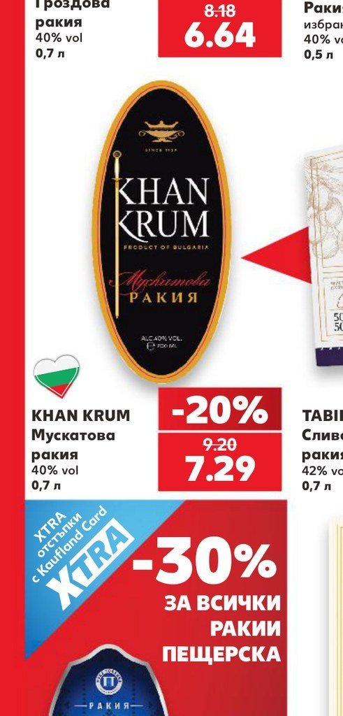 KHAN KRUM Мускатова ракия 40% vol 0,7 л - Кауфланд