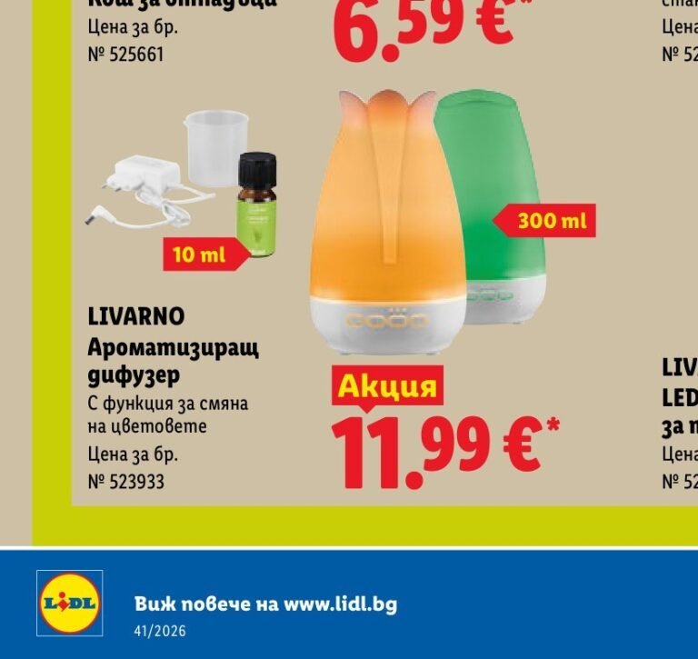 LIVARNO Ароматизиращ дифузер с функция за смяна на цветовете 300 ml - Лидл