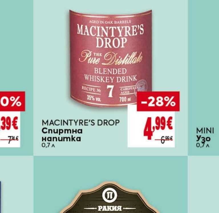 MACINTYRE'S DROP Спиртна напитка 0,7 л - Била