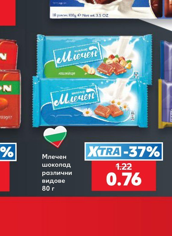 Млечен шоколад различни видове 80 г - Кауфланд