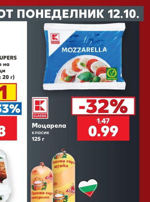 Моцарела класик 125 г - Кауфланд