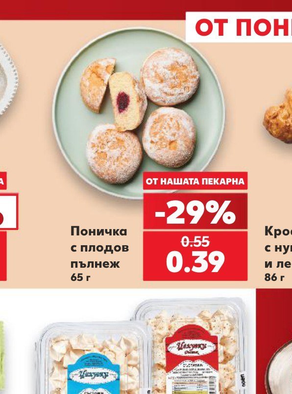 Поничка с плодов пълнеж 65 г - Кауфланд