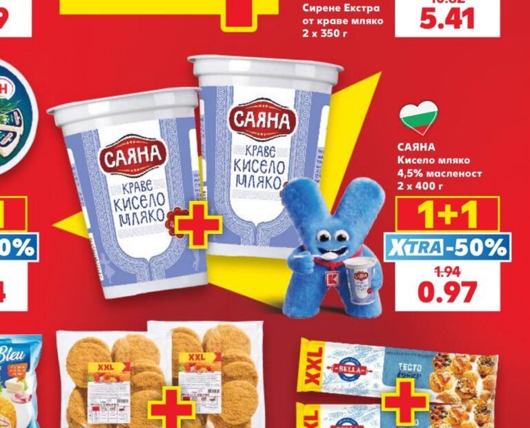 САЯНА Кисело мляко 4,5% масленост 2 x 400 г - Кауфланд