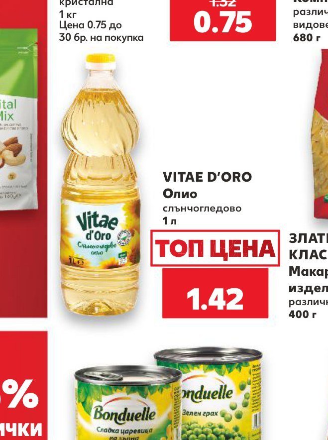 VITAE D'ORO Олио слънчогледово 1 л - Кауфланд