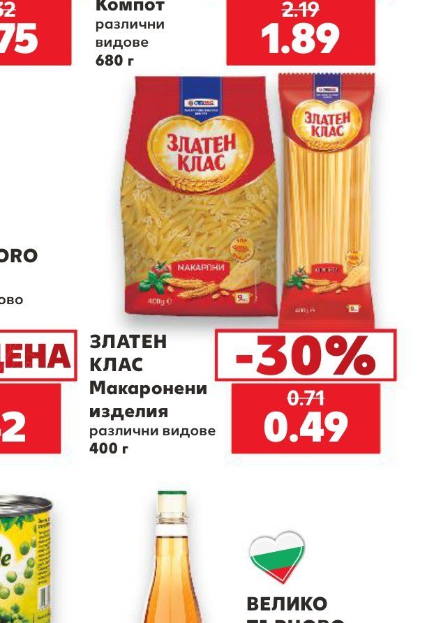 ЗЛАТЕН КЛАС Макаронени изделия различни видове 400 г - Кауфланд